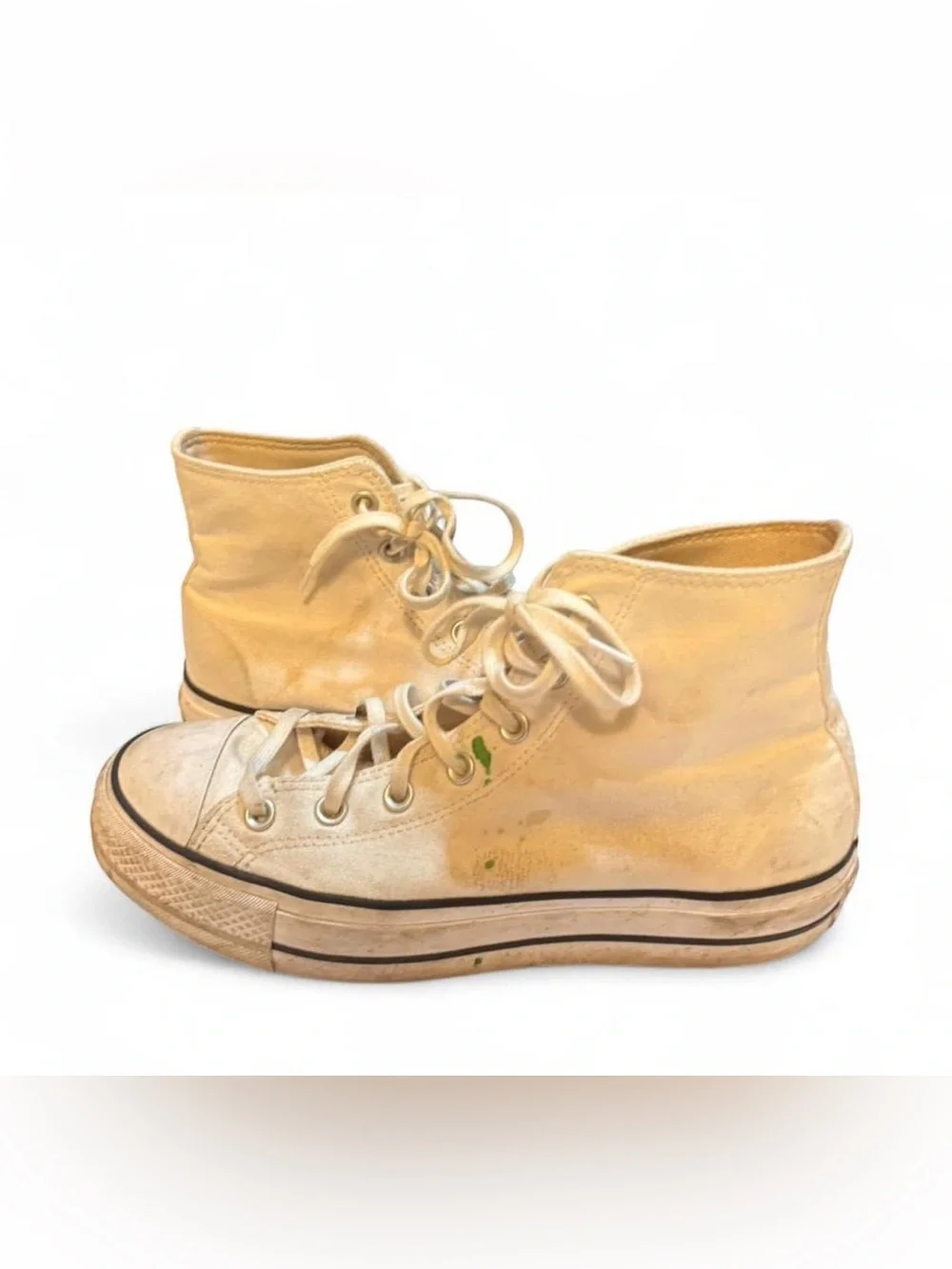 Beat up Converse High Top Sneakers in Tan Canvas - Picture 3 of 7